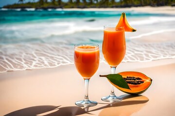 Obraz premium papaya juice on a beach