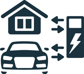 Vehicle to grid icon. Monochrome simple sign from digitalization collection. Vehicle to grid icon for logo, templates, web design and infographics.