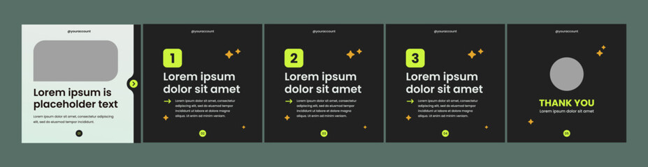 carousel template for social posts with a dark theme
