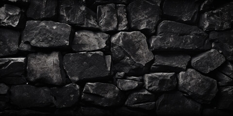 Black Background, Stone, Wall, Grunge Background - Generative AI