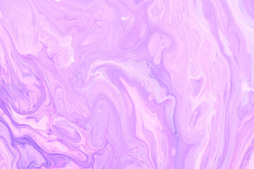 Exclusive beautiful pattern, abstract fluid art background. Flow of blending purple lilac paints...
