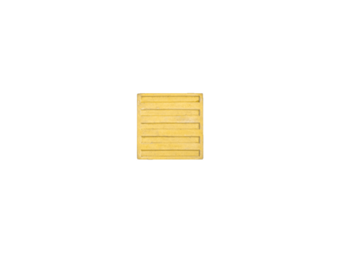 Yellow tactile tile is isolated on white background, top view.