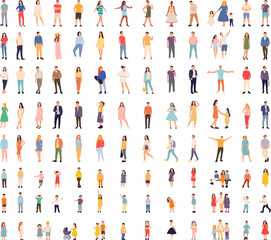 collection of people on white background vector
