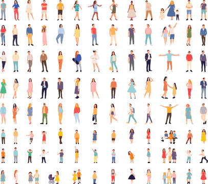 Collection Of People On White Background Vector