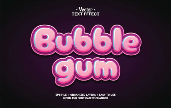 Bubble Gum Editable Vector Text Effect.