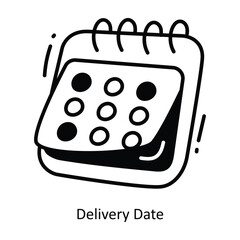Delivery Date doodle Icon Design illustration. Logistics and Delivery Symbol on White background EPS 10 File