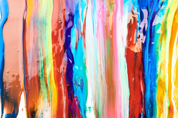 Multicolor brush strokes abstract background. Colorful acrylic ink blots and stains pattern, wallpaper print, fluid art. Creative backdrop, paint explosion