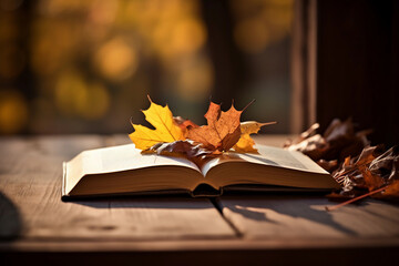 Naklejka na ściany i meble Autumn with a book
