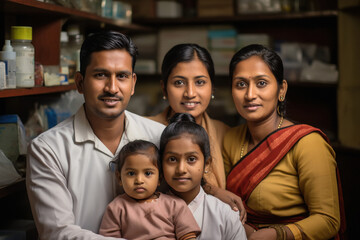 Indian doctor with rural people in rural health camp