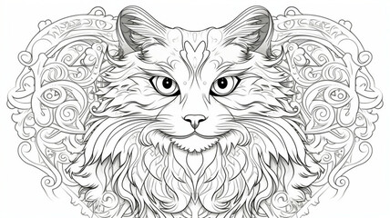 Coloring page A cat Generative AI