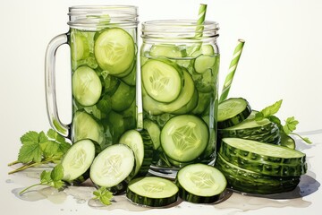 cucumbers in glass jar