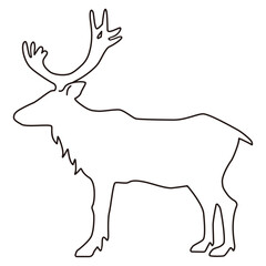 横向きのトナカイのシルエットライン、ベクター