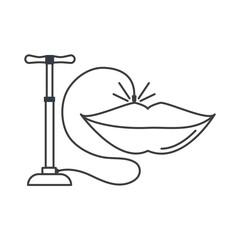 Lip dermal filler plumping injection for volume enhancement. Mouth cosmetic treatment of lip contouring and reshaping correction. Rejuvenation beauty concept. Linear vector illustration on white.