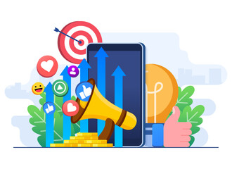 Social media marketing strategy, Digital marketing agency, Startup business, promotion, E-commerce, Online social media marketing campaign concept for ui, web design, landing page, web banner, app
