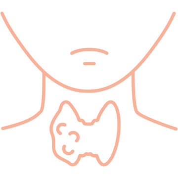 Thyroid gland organ. Goiter nodules lumps. Outline body silhouette. Hypothyroidism and hyperthyroidism disorders therapy. Endocrinology medical concept. Isolated linear vector illustration.