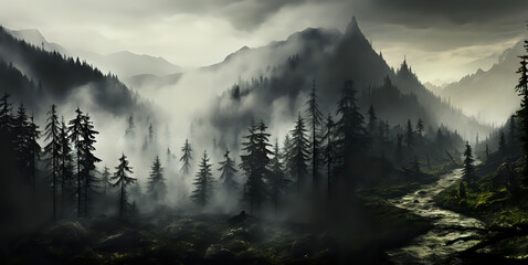 landscape - forest with fog