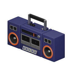 Boombox colorful 3d icon with transparent background
