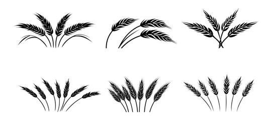 Wheat set ears of wheat logo icon on white background. Vector illustration 