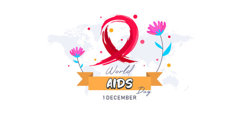 world aids day, 1 december. Prevent AIDS. background design with aids awareness and prevention concept, red ribbon symbol. care about public health