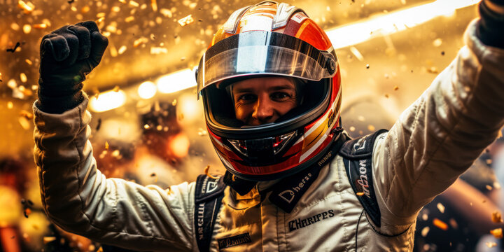 Pinnacle of Racing: Grand Prix Champion Basks in Champagne Cheers