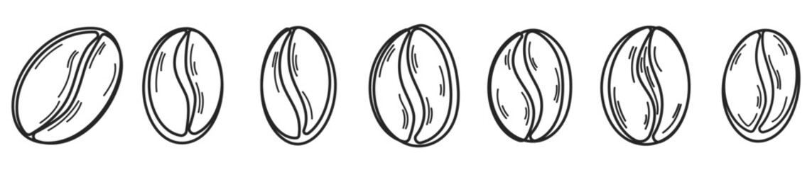 coffee beans icon bundle doodle hand drawing sketch
