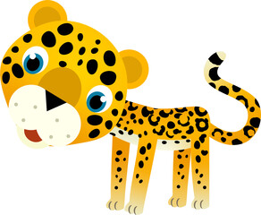 cartoon scene with happy tropical animal cat jaguar cheetah on white background illustration for children