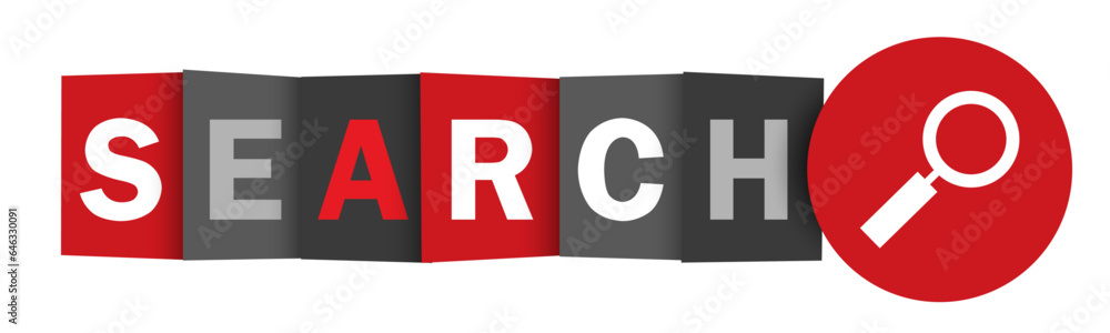 Aufkleber search red and gray vector web button