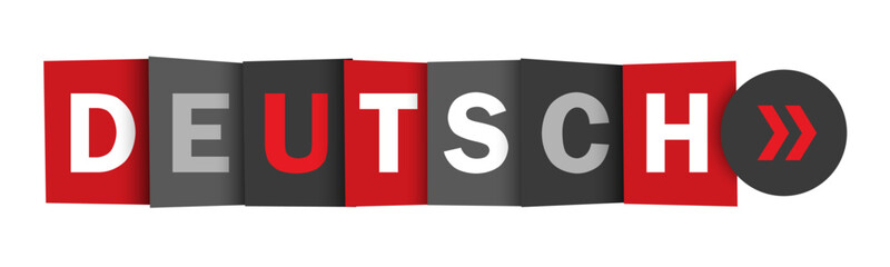 DEUTSCH red and gray vector web button