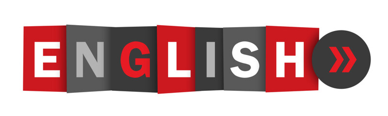 Fototapeta premium ENGLISH red and gray vector web button
