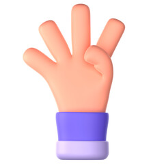 fours finger hand gesture 3d icon