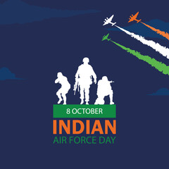 Free vector flat indian army, indian air force day vector illustration