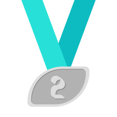 Second Place Silver Medal Green Ribbon Basic Shape
