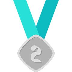 Second Place Silver Medal Green Ribbon Basic Shape
