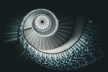 Artistic staircase background with metal elements