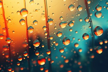 Abstract rain drop on colorful background. Generative AI