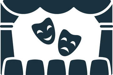 Theatre icon. Monochrome simple sign from entertainment collection. Theatre icon for logo, templates, web design and infographics.