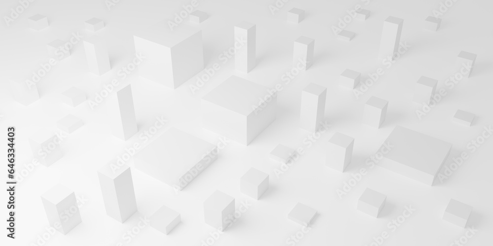 Aufkleber abstract white background with cubes. 3d render.