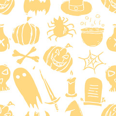 Seamless Halloween pattern. Doodle Halloween background