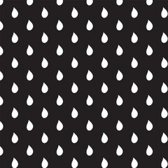 Teardrop seamless pattern .White drops pattern isolated on black background.