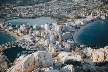 Top view on Calpe City from Mirador de Carabiners in Spain