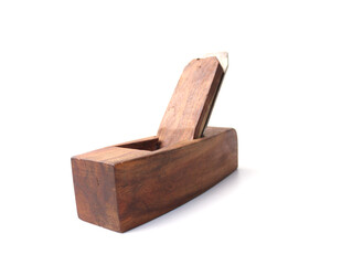 Antique Hand Wood Planer Isolated On White Background