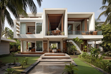 Luxury Home With A Balcony, Modern Indian House, Modern Indian House Design, Modern Indian House Exterior
