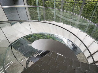Spiral staircase in a modern building, 
interior architecture of building