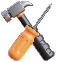 hammer and screw 3d icon design 