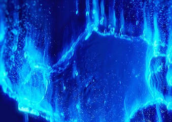 抽象的な青い水しぶきと黒背景