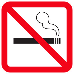 No smoking sign, square shaped trendy forbidden icon for cigarette, tobacco. Red color prohibition vector symbol, flat style illustration design isolated on white background.