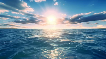 Foto op Canvas 大海原と青空と太陽の風景「AI生成画像」 © kai