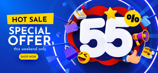 45 percent Off. Discount creative composition. Mega Sale.