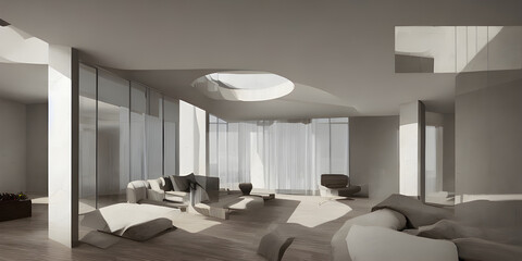 The interior of the room with furniture. Created with the help of artificial intelligence
