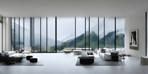The interior of the room with furniture. Created with the help of artificial intelligence